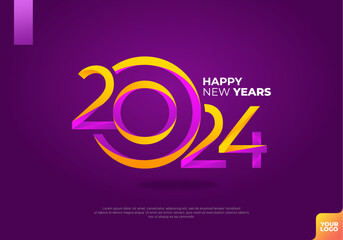 Happy new years 2024 logotype icon