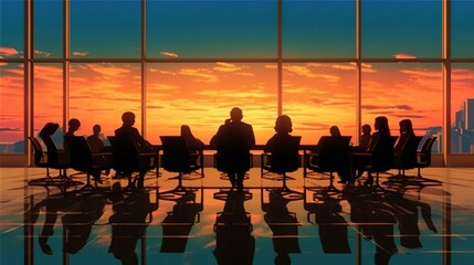 silhouette of people at the office 