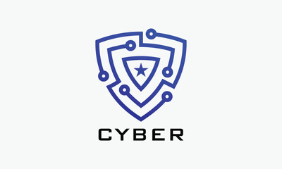 Secure emblem logo vector technology shield security safety protection guard service minimalist design