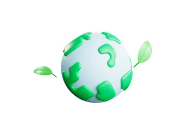 3D save the world, cute globe, use of green energy resources 3D vector illustration. Renewable environmental protection concept.