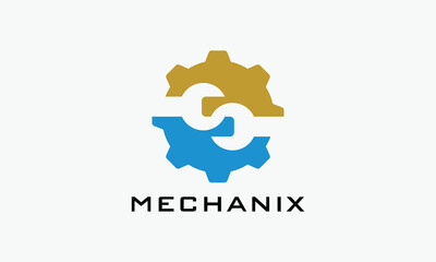 Logo vector gear mechanic sign symbol maintenance circle technical engine machine industry technology factory strong sign repair service speed