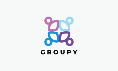 Logo teamwork people networking connection support team minimalist concept corporate industry