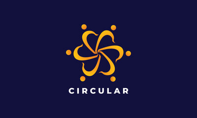 Circular turbine logo power air rotation engine wind concept for electric business company creative round rotation for ventilation