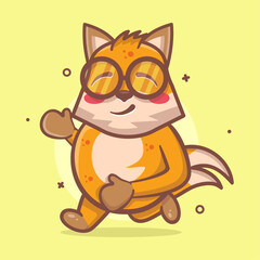 cute fox animal character mascot running isolated cartoon in flat style design