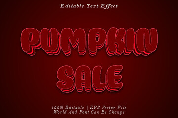 Pumpkin Sale Editable Text Effect 3D Emboss Cartoon Style
