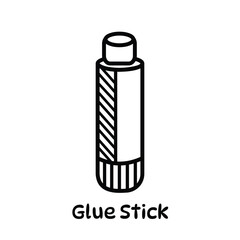 Glue stick vector icon outline illustration isolated on square white background. Simple flat cartoon minimalist art styled elementary school or art and craft themed drawing.