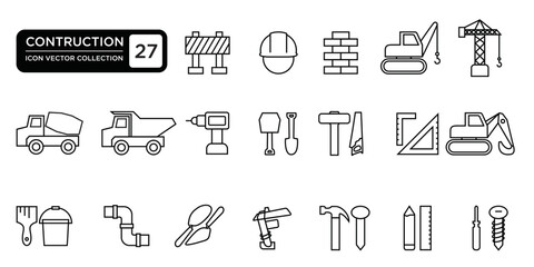 Fototapeta premium Construction icons collection, vector icon template editable and resizable EPS 10