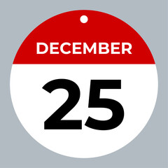 december 25 calendar reminder. 25 december daily calendar icon template. Calendar 25 december icon Design template. Vector illustration
