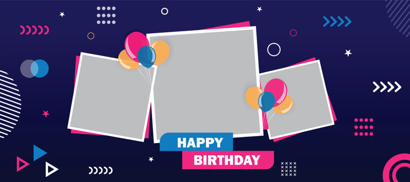 happy birthday photo frame banner for birthday card 