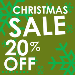 christmas sale promotion 20% off card vector illustration