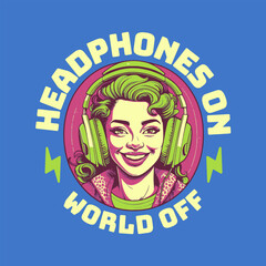 Headphone Girl Vector Art, Illustration and Graphic