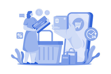 Online Shopping Platform Illustration concept on white background