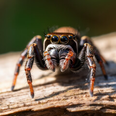 jumping spider sitting on a log.