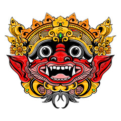 In Balinese and Indonesian mythology, a Barong is a mythical creature that represents the positive and protective forces against evil spirits. This design fit for shirt design.