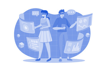 Business People Doing Analysis Using VR