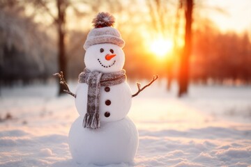 Obraz premium Winter with festive snowmen A charming way to celebrate the arrival of the Christmas holiday.