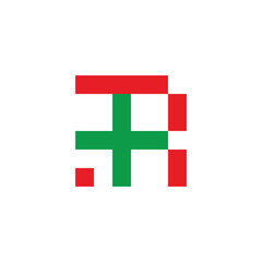 Fototapeta premium letter r simple geometric line plus medical logo vector