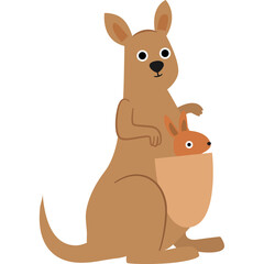 kangaroo and baby  cartoon hand drawn animal