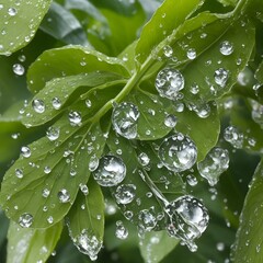 water drops on green leaf
