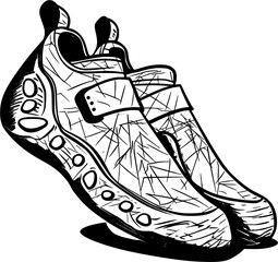 Indoor Bouldering Climbing Shoe Vintage Outline Icon In Hand-drawn Style