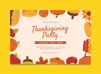 Thanksgiving Party Invitation Poster Template