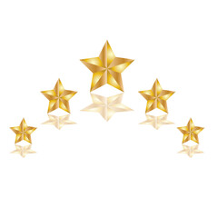 Five golden stars icon. Top quality concept illustration. Rating stars icon. 3d award stars. Vector