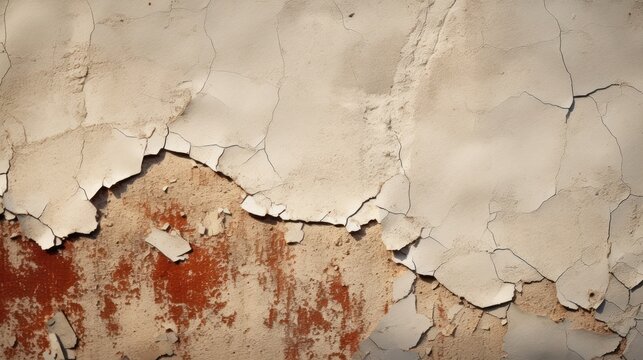 Cracks on the concrete walls of the house, details of damaged houses, houses with deterioration