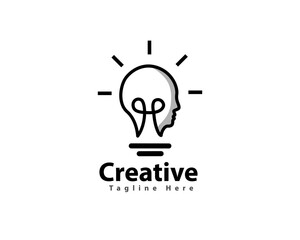 creative smart brain mind light bulb logo icon symbol design template illustration inspiration