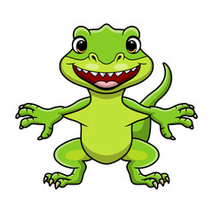 Naklejka premium Cute monitor lizard cartoon on white background