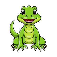Fototapeta premium Cute monitor lizard cartoon on white background