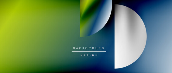 Circles and round shapes with gradients. Minimal abstract background, round geometric shapes, clean and structured design