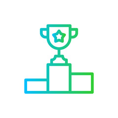 Achievement performance business icon with blue and green gradient outline style. success, goal, achievement, business, target, concept, leadership. Vector Illustration