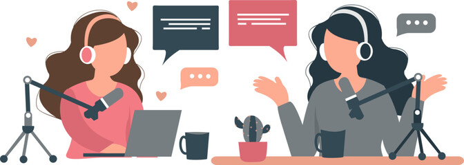 Woman Podcast Illustration