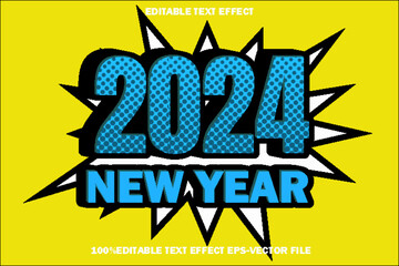2024 New Year Editable Text Effect 3D Emboss Gradient Style