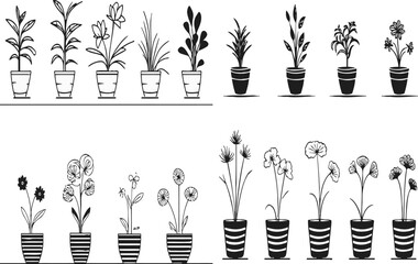 Vase in silhouette style. Vector, sticker, solid black silhouette image on white background,