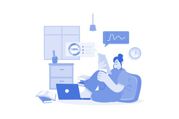 Female Working On A Project While Seating On The Floor