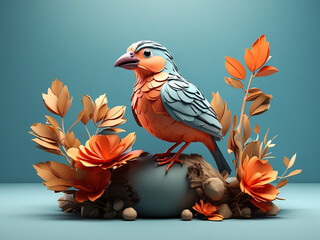 3d render bird natural background 