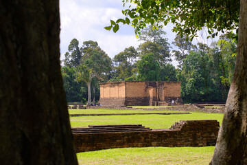 Fototapeta na wymiar Part of muaro jambi temple building in province of jambi, Indonesia