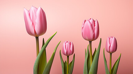 pink tulips on white background HD 8K wallpaper Stock Photographic Image 