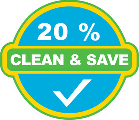 clean and save 20% percent vector illustration