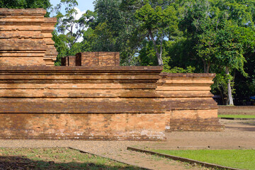 Naklejka premium Part of muaro jambi temple building in province of jambi, Indonesia