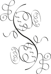 Drawing of black thin lines.