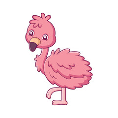 Cute Flamingo Character Design Illustration