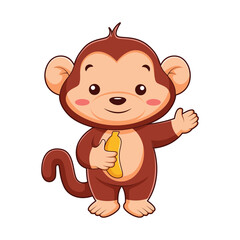 Cute Monkey Character Design Illustration