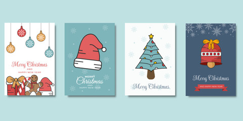 Merry christmas and happy new year greeting card suitable for poster,business card,social media post template design