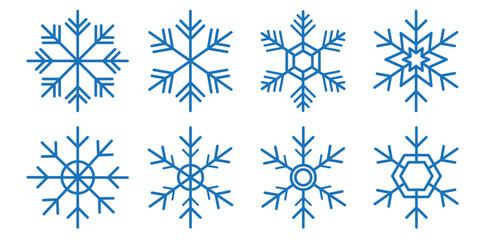 Snowflake icons set. Merry xmas Snowflake symbols. Snow icon. Vector illustrator eps