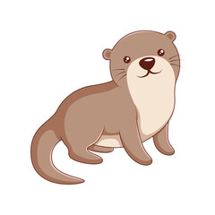 Cute Otter Character Design Illustration