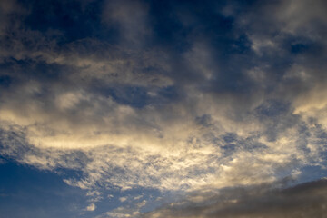 Sunset clouds over the city of Johannesburg in South Africa after a day of summer thunderstorms and rain