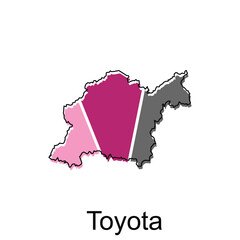 Map City of Toyota design, High detailed vector map - Japan Vector Design Template