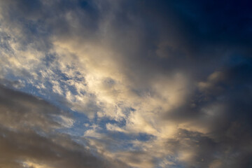 Sunset clouds over the city of Johannesburg in South Africa after a day of summer thunderstorms and rain